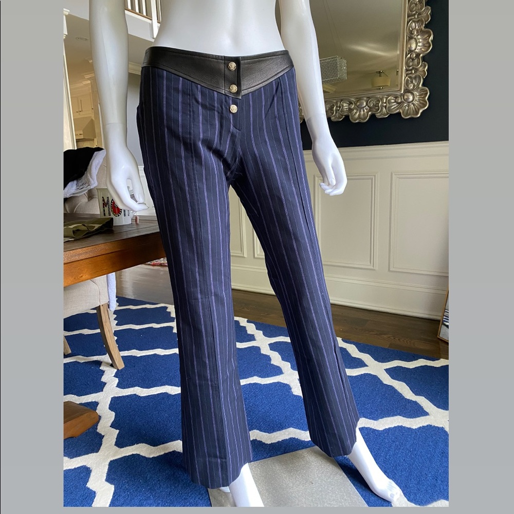 SOLD!!Versace stripped wool leather trousers ⚜️